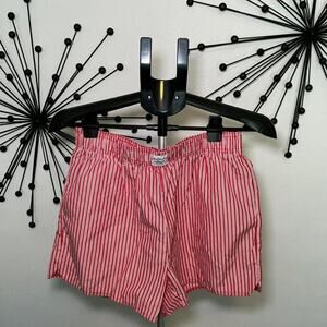 Red & White Striped Elastic Waist Shorts Size Large